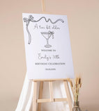 A tini bit older Martini Birthday Decor Printed Birthday Welcome Sign Cocktail Women Ladies Party Foamboard Bow Champagne Glass Poster
