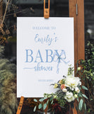 Printed Blue Bow Sign Baby Shower Welcome Sign Boy Baby Shower Foamboard