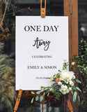 Printed One Day Away Welcome Sign Wedding Rehearsal Dinner Foamboard