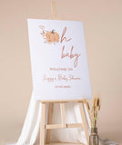 Oh Baby Welcome Sign Boho Fall Baby Shower decor Autumn Baby Shower Foamboard Printed Pumpkin Poster Simple Modern Terracotta Poster Paper