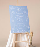 Summer Party Welcome Sign, Any Color, The Summer I Turned, Any Age Foamboard, Custom Birthday Party Poster, Sea Animals Beach Party Sign