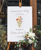 Printed Baby Shower Welcome Sign Wildflower Bow Foamboard A Locally Grown Baby Shower Decor Homegrown Cute Baby Sprinkle Entrance Sign