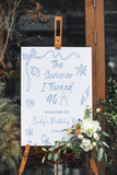 Printed Summer Birthday Welcome Sign The Summer I turned 40th Foamboard Any Age Custom Birthday Party Poster Sea Animals Beach Party Sign