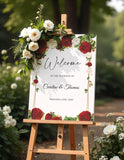 Printed Wedding Welcome Sign Elegant Wine color Floral Foamboard