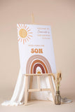 Here Comes the Son Baby Shower Sign Printed Sun Rainbow Baby Sprinkle Foamboard Sunshine Rainbow Boho Retro Boy Baby Shower Entrance Poster