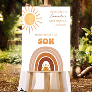 Here Comes the Son Baby Shower Sign Printed Sun Rainbow Baby Sprinkle Foamboard