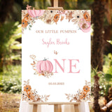 Pink Pumpkin Welcome Sign First Birthday One Year Fall Foamboard