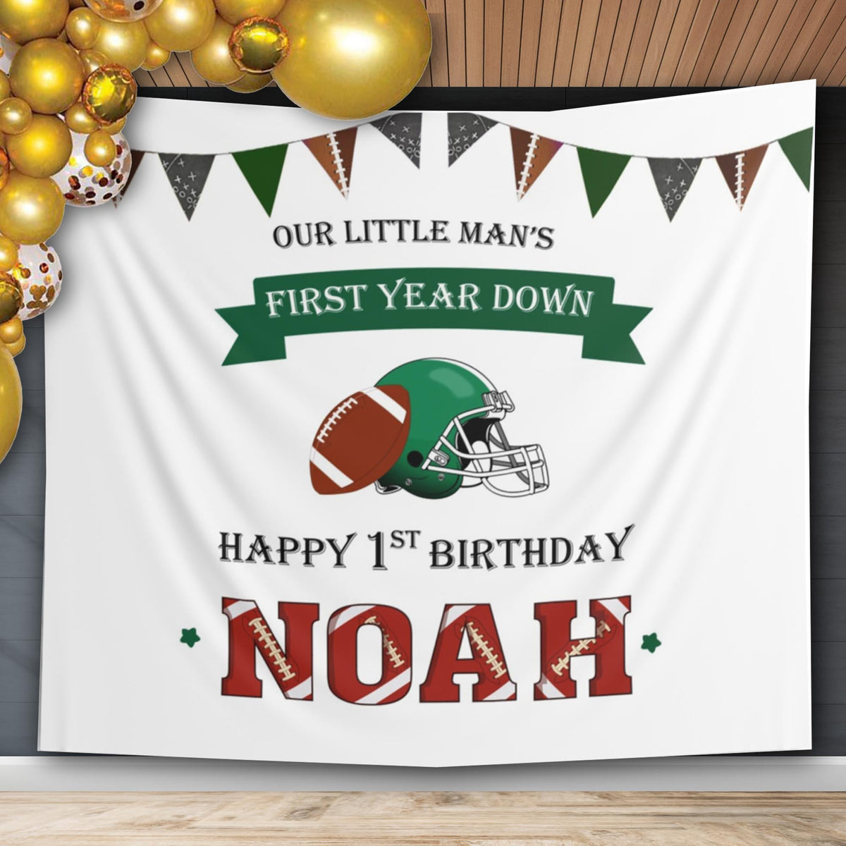 First Down Birthday Decor Football 1st Birthday Backdrop Highchair Banner