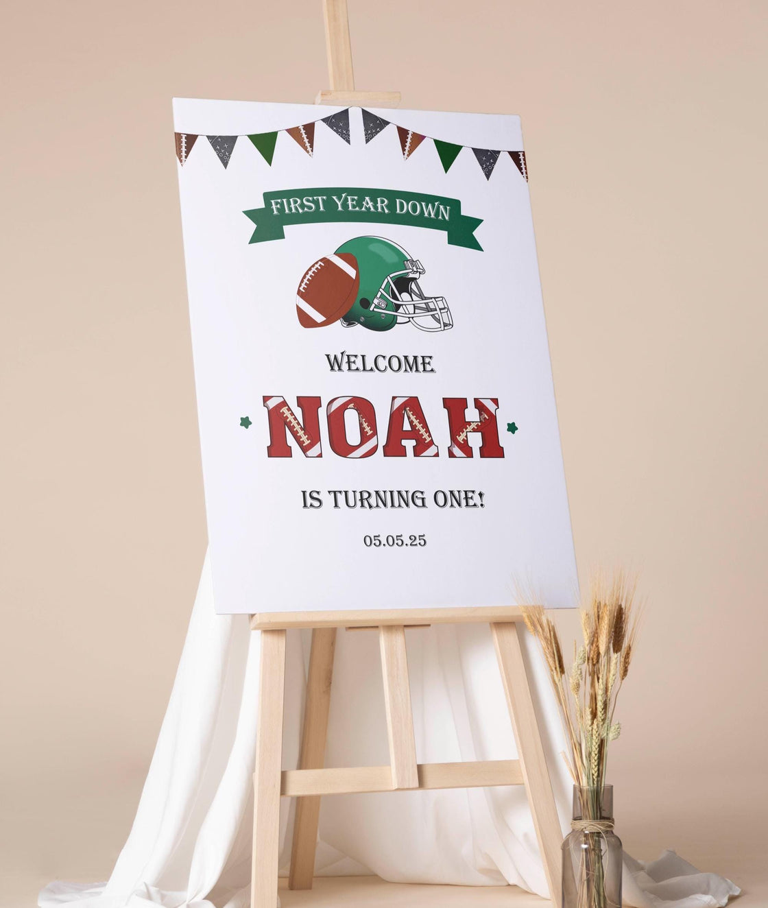Printed First Down Birthday Sign Football 1st Birthday Foamboard
