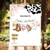 Printed Rodeo Birthday Welcome Sign Cowgirl 1st Birthday Foamboard