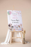Printed Birthday Sign Calling All Party Animals Welcome Sign Party Animal Kids Birthday Foamboard Cute Animals in Birthday Hats 1st Birthday
