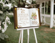 Printed Baby Shower Welcome Sign Princess Book Party Foamboard Girl Baby Shower Pink Floral Castle Sign Baby Sprinkle Once Upon A Time Sign
