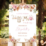 Dusty Pink Pumpkin Baby Girl Welcome Sign Printed Baby Shower Decor