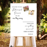 Wedding Rehearsal Photo Sign Printed One Day Away Welcome Foamboard