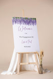 Printed Engagement Sign Lavender Welcome Poster Purple Floral Wedding Shower Foamboard Lilac Wedding Decor Personalized Bridal Shower Sign