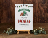 Football 1st Birthday Welcome Sign First Down Birthday Foamboard First Year Down Custom Poster Soccer Helmet Boy Birthday Party Table Poster
