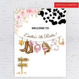Pink Floral Wild West Ranch Decor Southwestern Poster Cowboots Decor