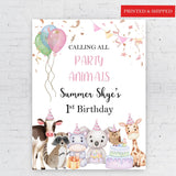 Animal Kids Birthday Foamboard Cute Animals in Birthday Hats 1st Birthday