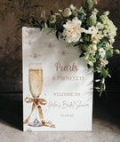 Printed Pearls Prosecco Bridal Shower Welcome Sign White Pearl Bridal Shower Foamboard