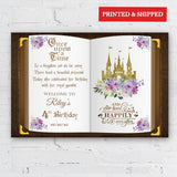 Lavender Princess Birthday Sign Printed Once Upon a Time Foamboard Personalized Purple Floral Castle Poster Custom Fairytale Storybook Decor
