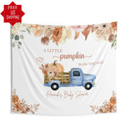 Fall Pumpkin Baby Shower Decor Boy Baby Sprinkle Custom Backdrop