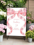 Pumpkin Bow Birthday Sign Printed Blush Pink Ribbon Autumn Fall Birthday