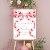 Printed Cherry Baby Shower Welcome Sign Pink Bow Little Cherry Foamboard