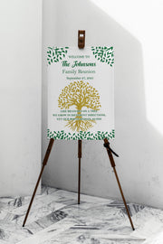 Custom Family Reunion Sign Printed Family Tree Decor Our Roots Remain As One Foamboard Family Get Together Poster Siblings Cousins Gathering