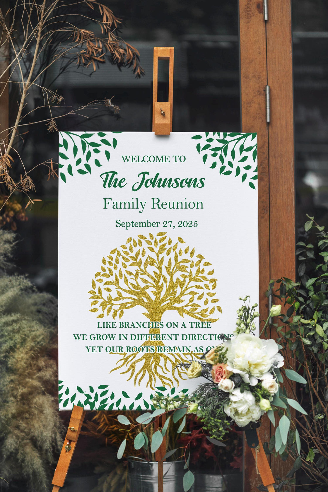 Custom Family Reunion Sign Printed Family Tree Decor Our Roots Remain As One Foamboard