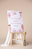Printed Spa Birthday Party Welcome Sign Girls Pink Bow Pamper Foamboard Glam Birthday Theme Makeup Custom Party Sign Personalized Poster
