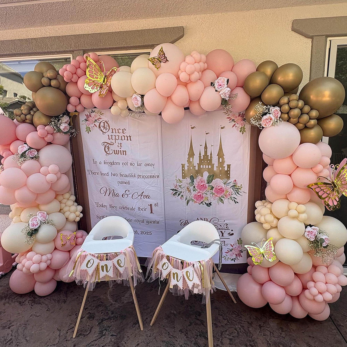 Twins Princess Party Decor Once Upon A Twin First Birthday Backdrop
