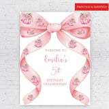 Welcome Foamboard Watercolor Coquette Bow Girl Birthday Poster