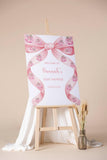 Blush Pink Bow Pumpkin Baby Shower Welcome Sign Printed Watercolor Coquette Bow Foamboard Fall Autumn Baby Girl Poster Little Pumpkin