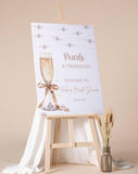 Bridal Shower Welcome Sign Printed Champagne Pearls Prosecco Poster