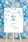 Printed Toile De Jouy Blue Baby Shower Welcome Sign Dusty Blue Shower Foamboard