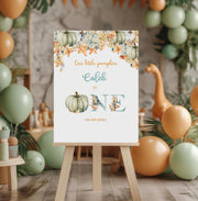 Fall Pumpkin Welcome Sign Printed 1st Birthday Decor Gender Neutral First Birthday Poster One Year Autumn Party Our Little Pumpkin Party