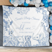 Safari Toile Baby Shower Decor A Little Wild One is on the Way Backdrop