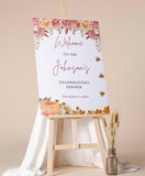 Thanksgiving Family Decor Printed Welcome Sign Lets Give Thanks Foamboard Personalized Thanksgiving Poster Pumpkin Friendsgiving Autumn Deco