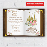 One ce Upon a Time Birthday Decor Printed One Year First Birthday Welcome Sign Personalized Princess 1st Birthday Foamboard Floral Castle