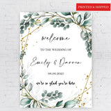 Printed Greenery Wedding Welcome Sign Custom Wedding Shower Decor Wedding Signage Foamboard Minimalist Welcome Poster Personalized Sign