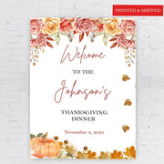 Personalized Thanksgiving Poster Pumpkin Friendsgiving  Autumn Decor