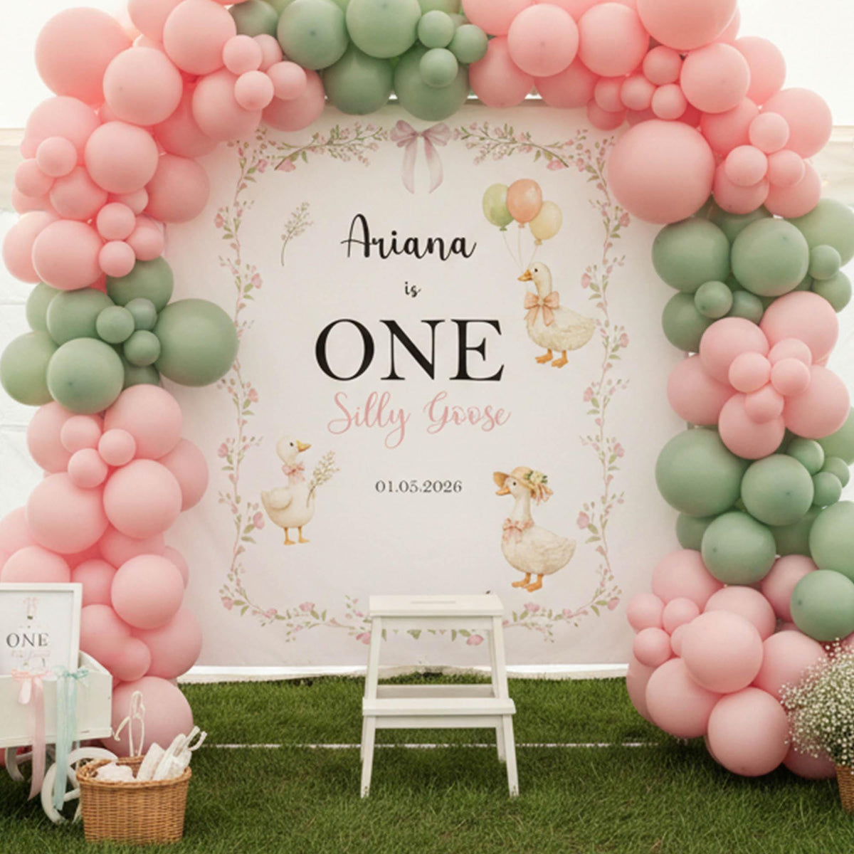 Silly Goose Birthday Decor Girls First Birthday Backdrop