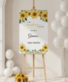 Sunflower Baby Shower Welcome Sign Little Sunflower Foam Board Custom Floral Baby Shower Decor Welcome Poster Baby Sprinkle Printed Shipped