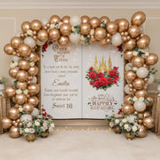 Red Rose Book Decor Sweet 16 Princess Backdrop Fairytale Storybook Banner Royal Medieval Floral Castle Sign Custom Wedding Bridal Shower