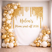 Custom Gold Glitter Backdrop Prom Graduation Party Banner