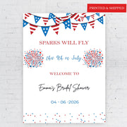 Independence Day Wedding Shower Poster, Sparks Will Fly, American Decor