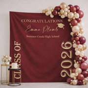 2026 Maroon Graduation Backdrop Custom Class of 2026 Photo Booth Decor Congrats Grad Personalized Grad Party Decor