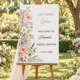 Personalised Wildflower Bridal Shower Sign Custom Hen Party Foamboard Let Love Grow Bride to Be Decor