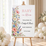 Printed Wildflower Baby Shower Welcome Sign, Baby in Bloom Decor, Colorful Floral Baby Brunch Foam Board, Baby Sprinkle Poster