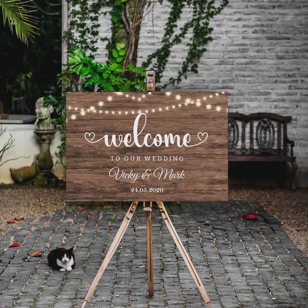 Rustic Wood Wedding Welcome Sign Wedding Signage Decor Welcome to our Wedding Personalized Sign Custom Wedding Venue Sign Country Wedding